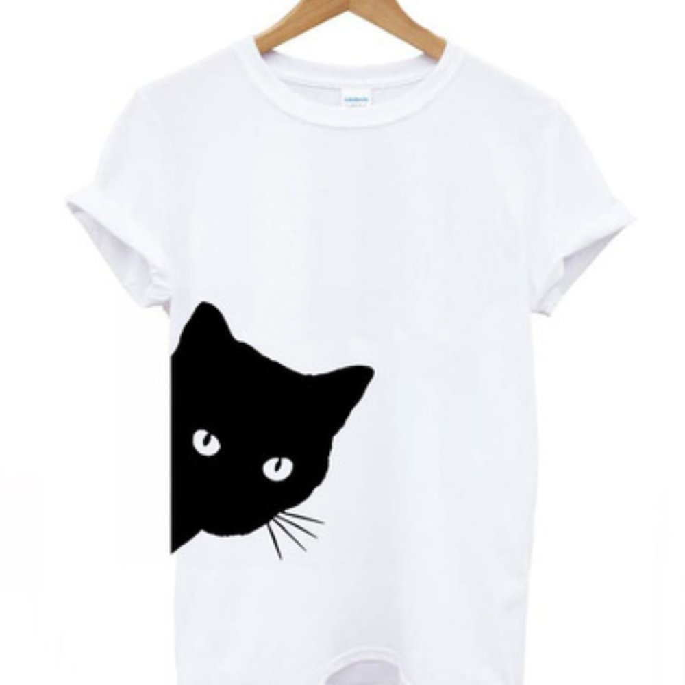 Cat Pattern Print T -Shirt(Branded Wear For Less)